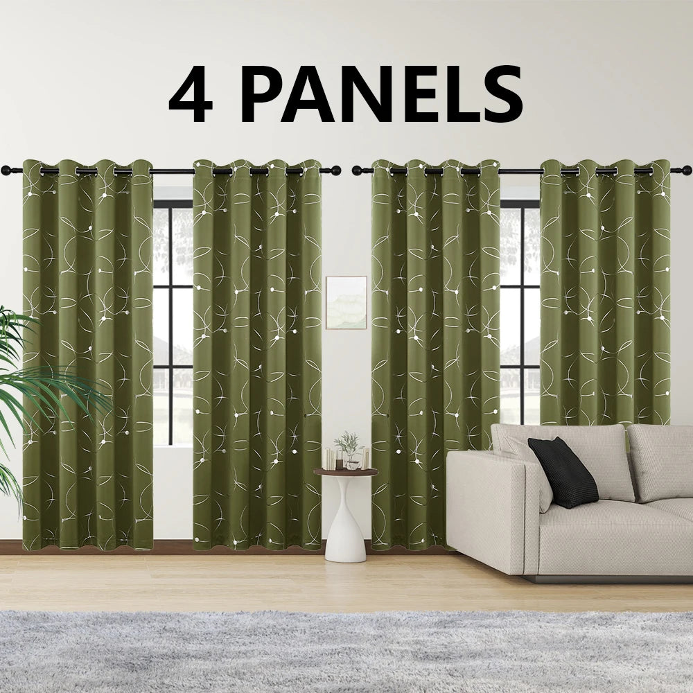 Polyester Thermal Blackout Curtains Grommet Printed Room Darkening For Bedroom