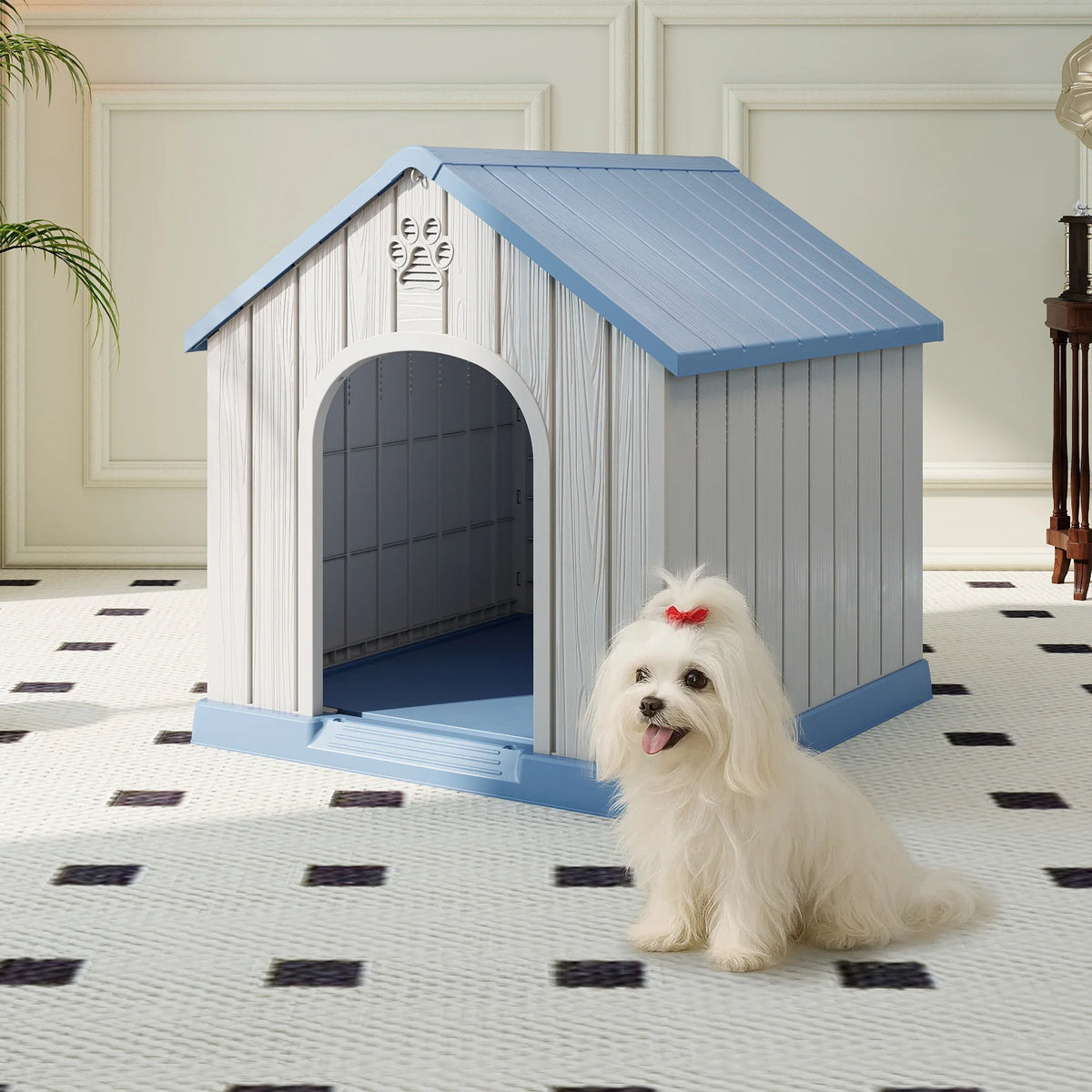 Weatherproof Plastic Dog House For Outdoor And Indoor Pets
