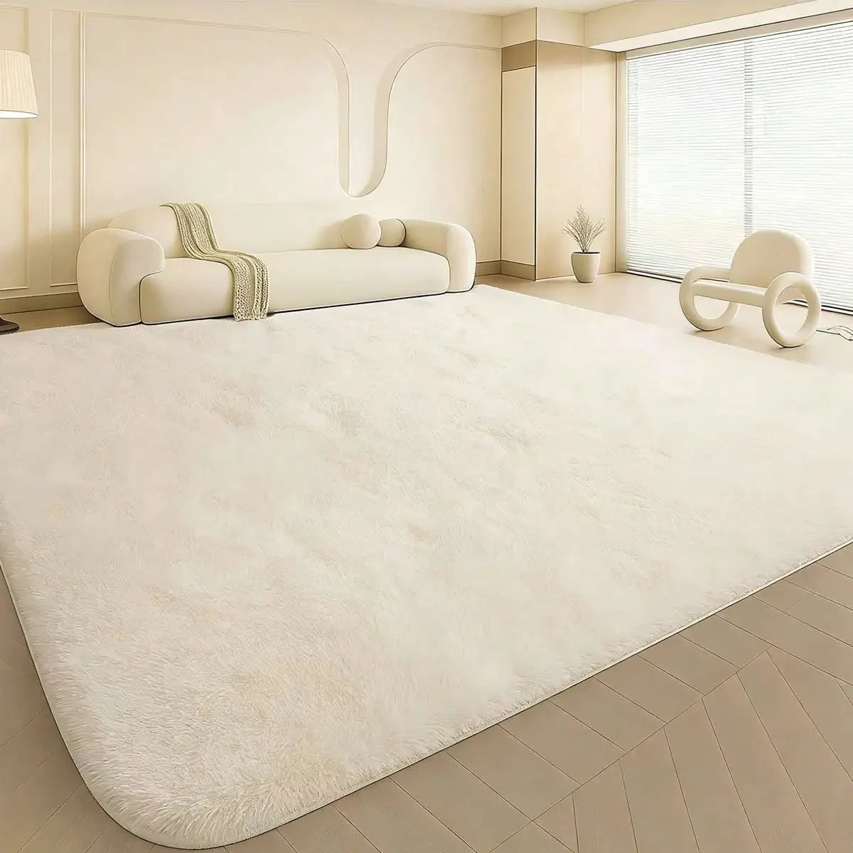 Plush Thick Pile Carpet Non Slip Soft Rug For Living Spaces