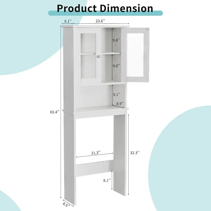 XIUWO Over Toilet Storage Cabinet Bathroom Organizer Anti Tip Device