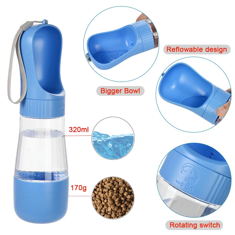 Portable Two In One Pet Water Bottle And Food Dispenser