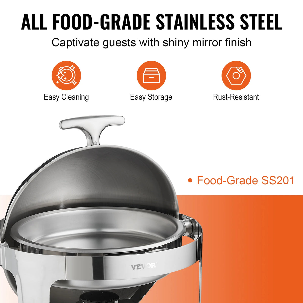 Succebuy Stainless Steel Roll Top Chafing Dish Catering Warmer