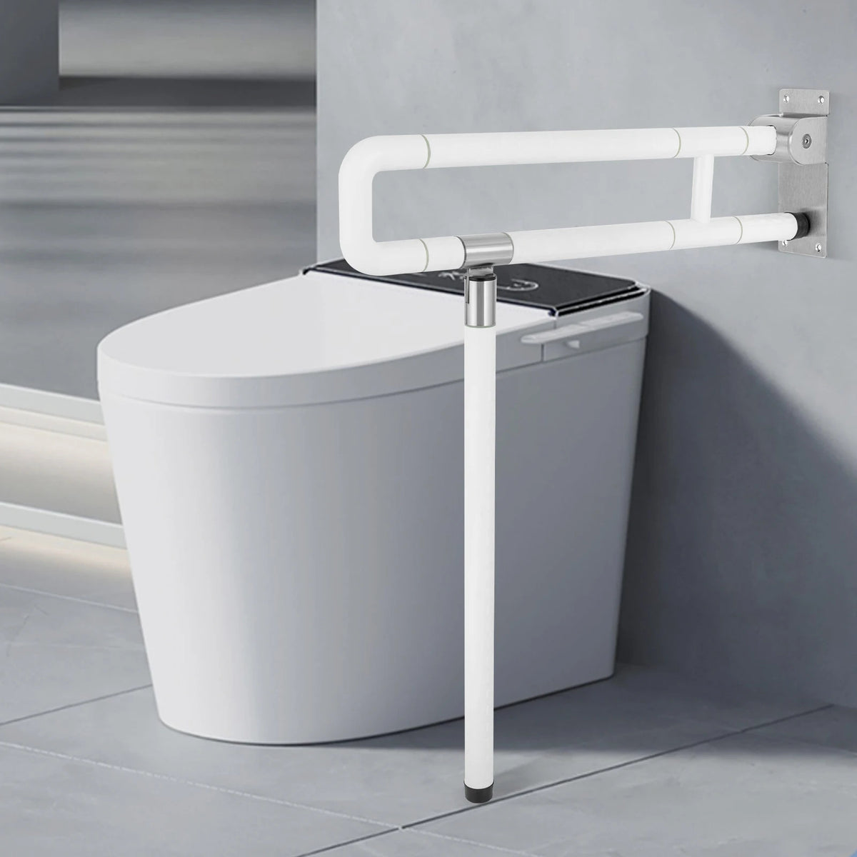 Foldable Drop Down Toilet Grab Bar Handicap Support Assist Rail Metal