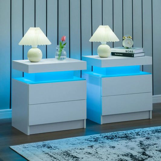 Cubehom LED Nightstand Set With Drawers For Bedroom Modern Minimalist
