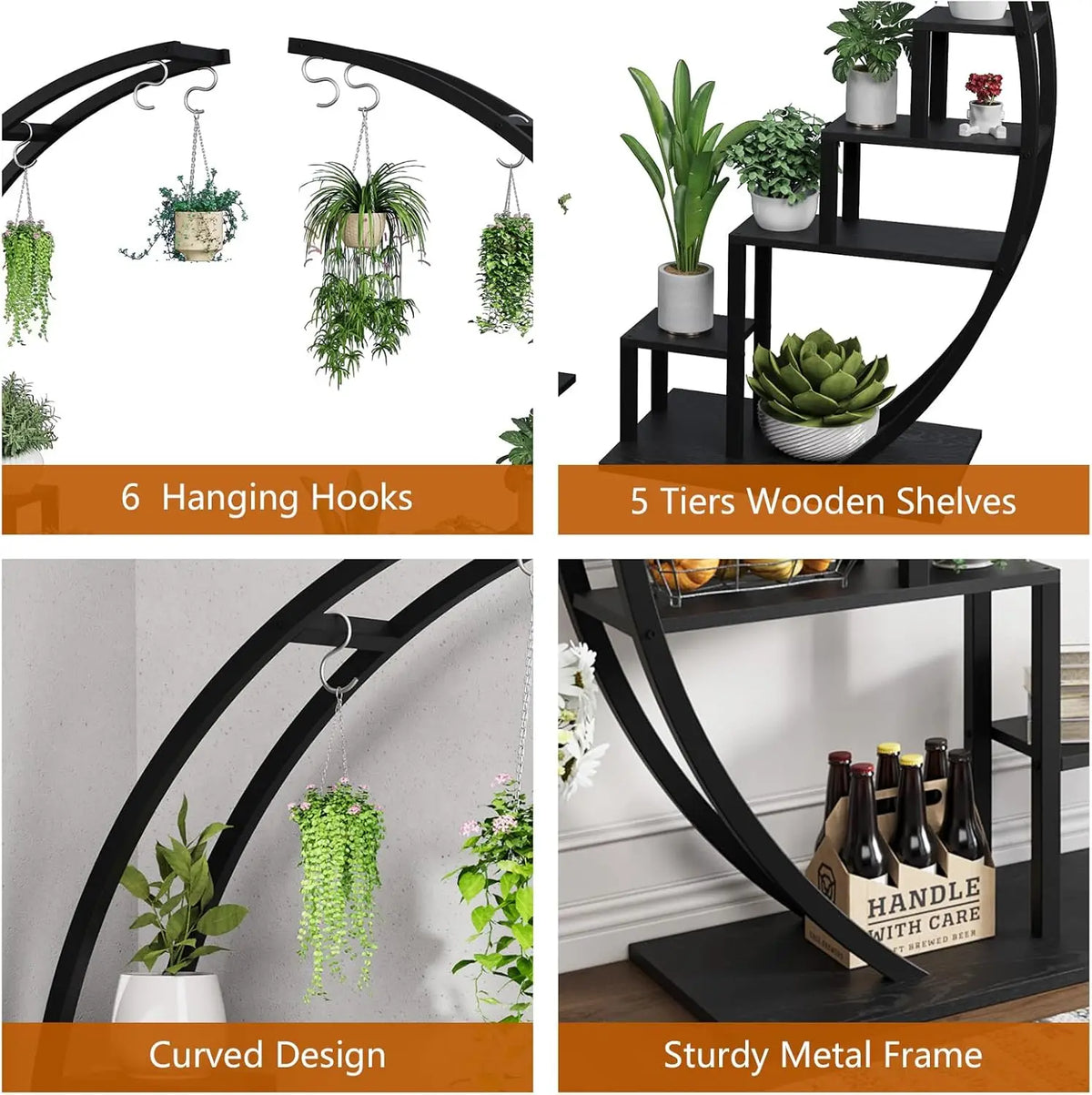 Twister CK Five Tier Metal Plant Stand With Hooks