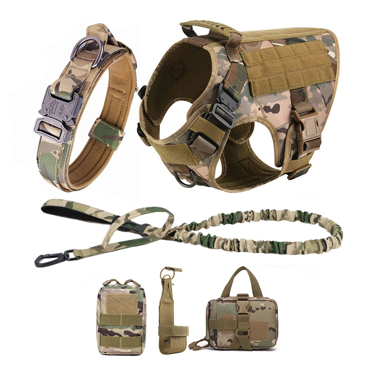 Tactical Dog Harness Vest With Molle Pouches For Training
