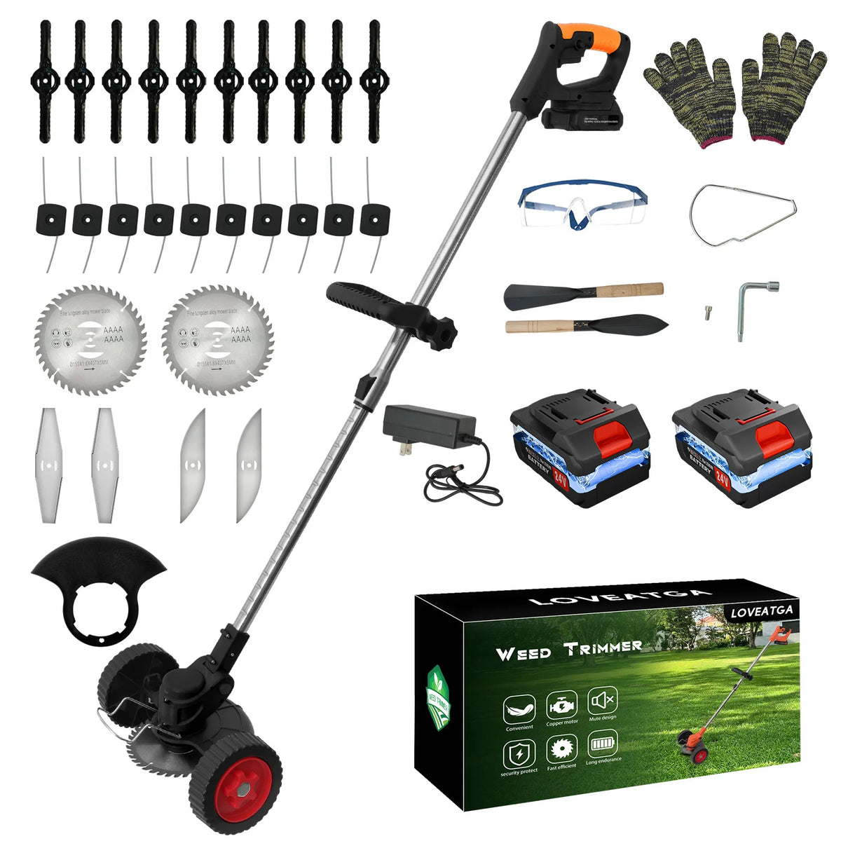 Cordless 21V Three In One Grass Trimmer With Rechargeable Battery