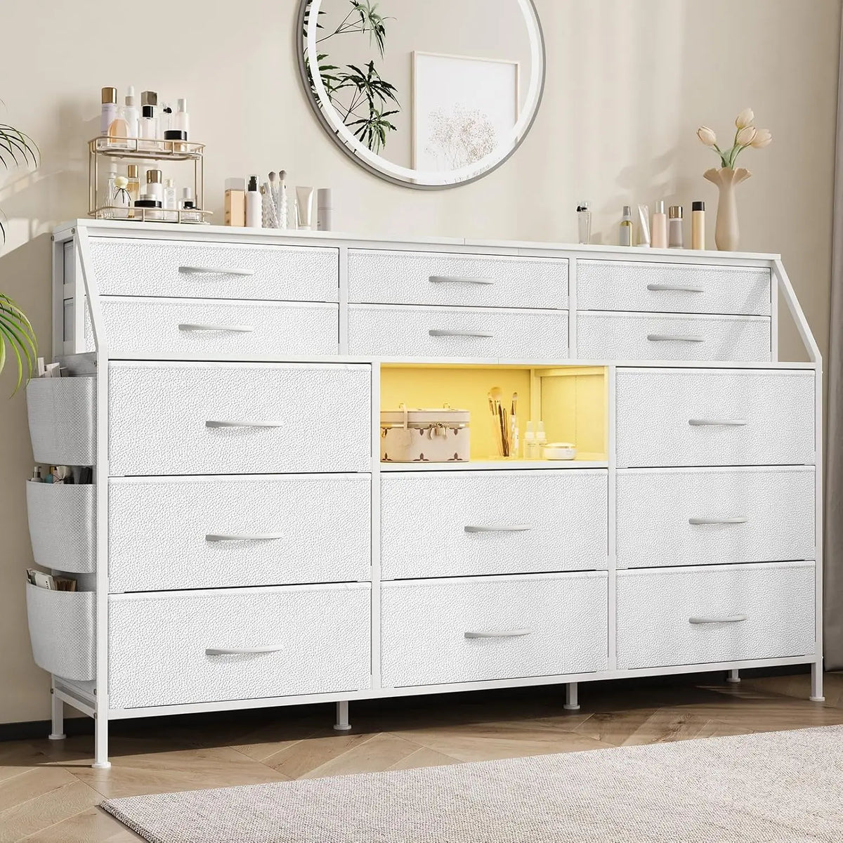 Twister CK 14 Drawer Fabric Dresser Wooden Top Bedroom Cabinet