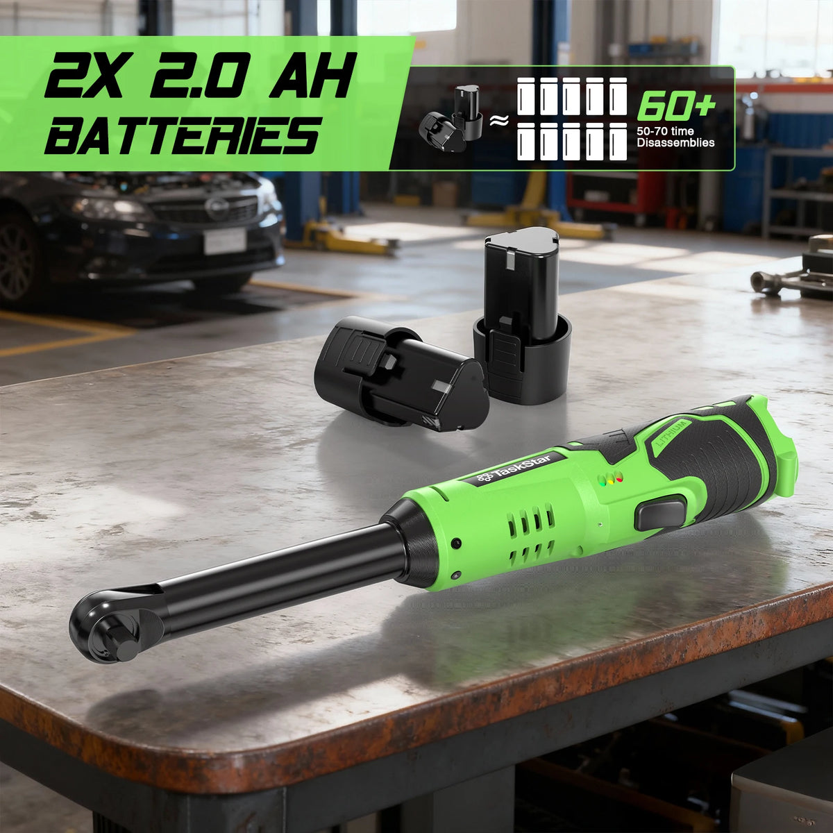 TaskStar Brushless Cordless Ratchet Wrench With LED Work Light