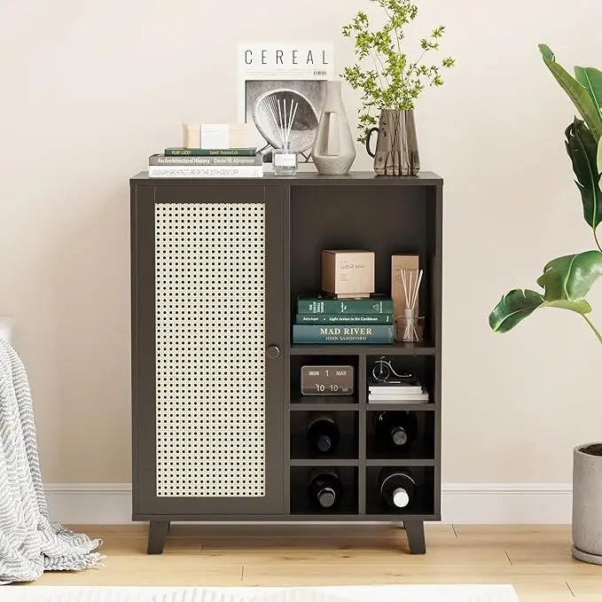 Farini Wooden Sideboard Cabinet With Wine Rack Storage For Home