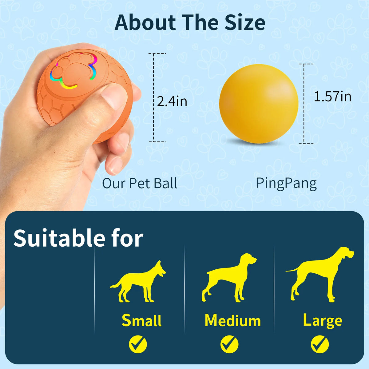 Interactive Electronic Dog Toy Ball With Automatic Rolling Lights
