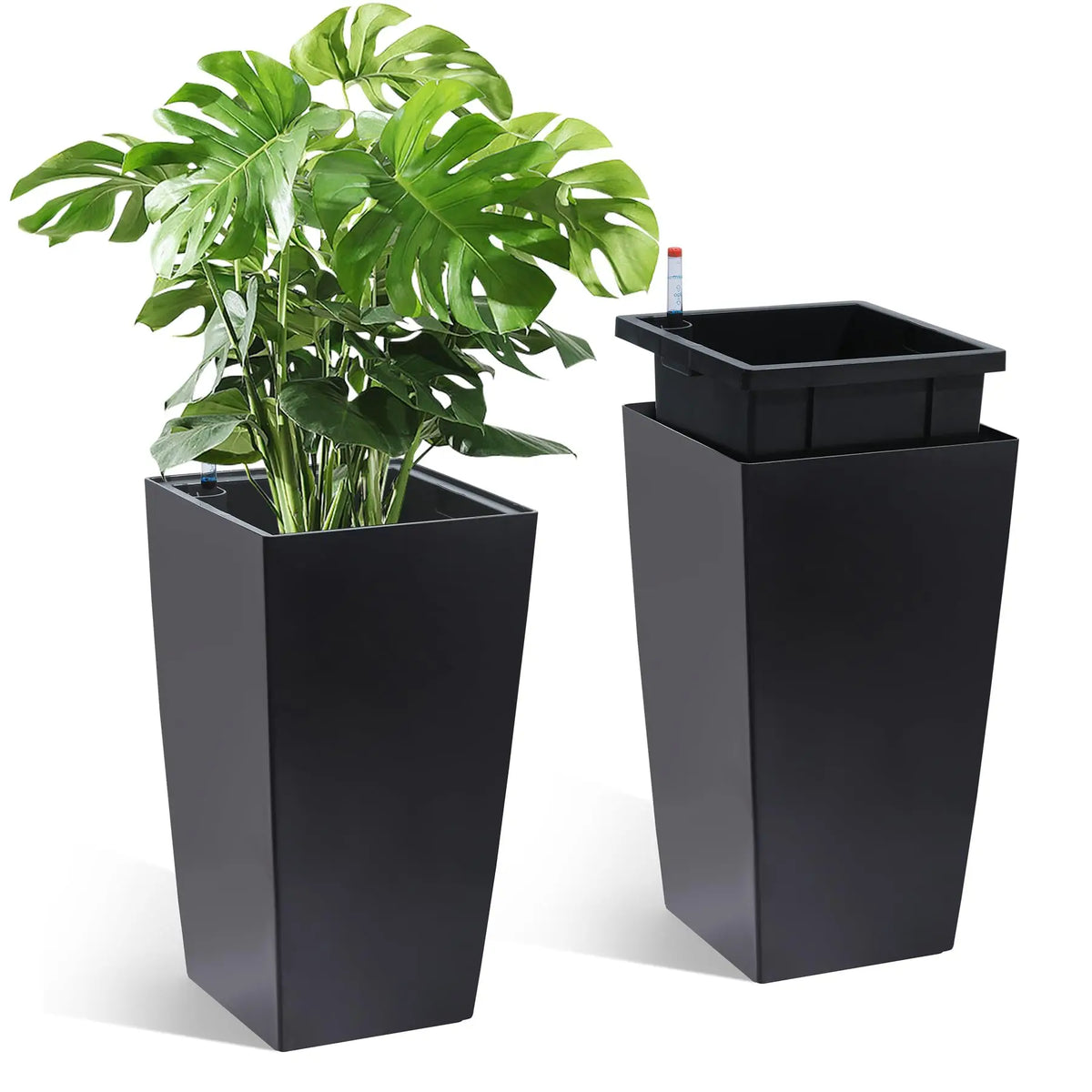 HiMISS Self Watering Planters Set Of 2 With Monitor Bucket