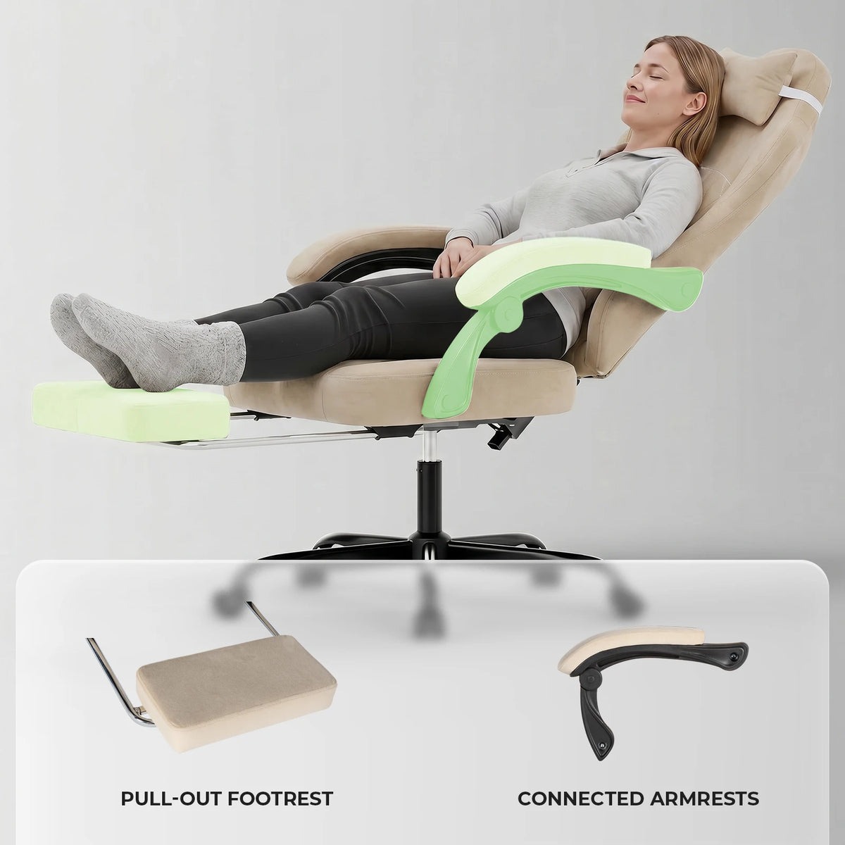 Ergonomic Gaming Chair With Massage Lumbar Support And Adjustable Height