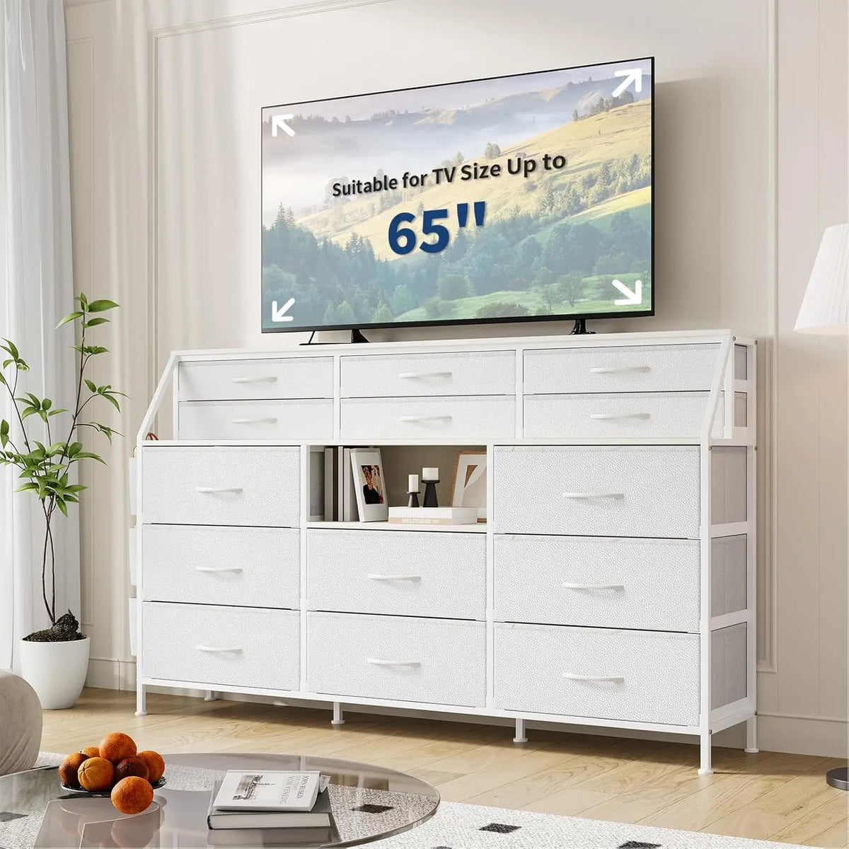 Twister CK 14 Drawer Fabric Dresser Wooden Top Bedroom Cabinet
