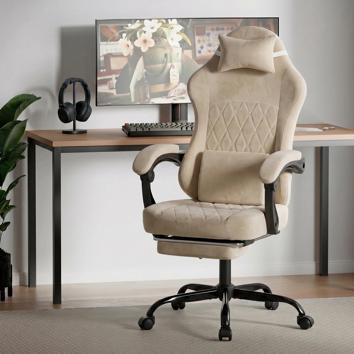 Ergonomic Gaming Chair With Massage Lumbar Support And Adjustable Height