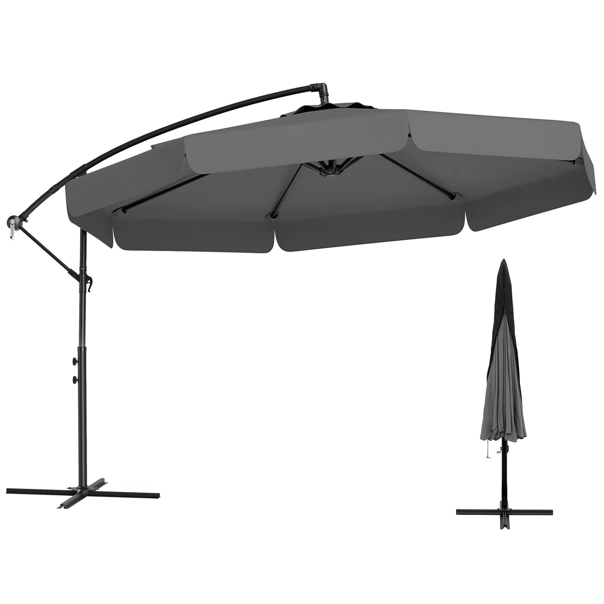 LIFEZEAL 10ft Offset Hanging Patio Cantilever Umbrella With Cover