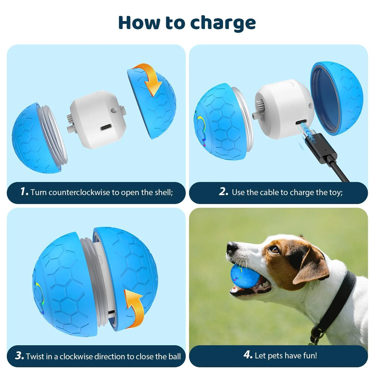 Interactive Electronic Dog Toy Ball With Automatic Rolling Lights