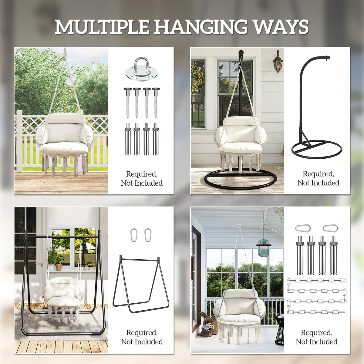 Outsunny Macrame Hammock Chair With Cushion For Outdoor Patio