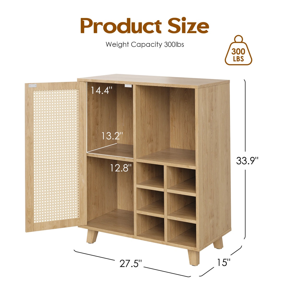 Farini Wooden Sideboard Cabinet With Wine Rack Storage For Home