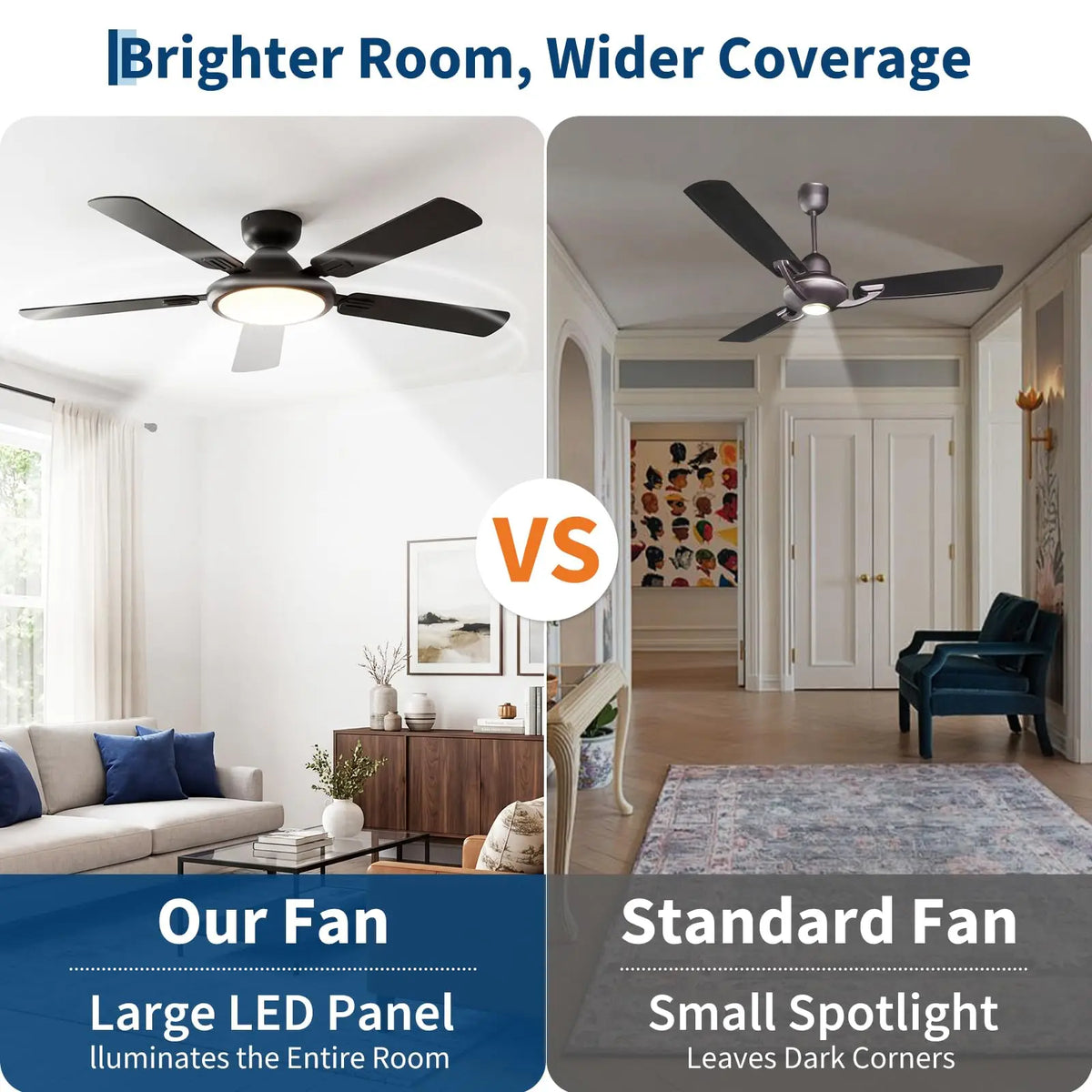 Adoolla 52 Inch Smart Ceiling Fan With Lights Low Profile