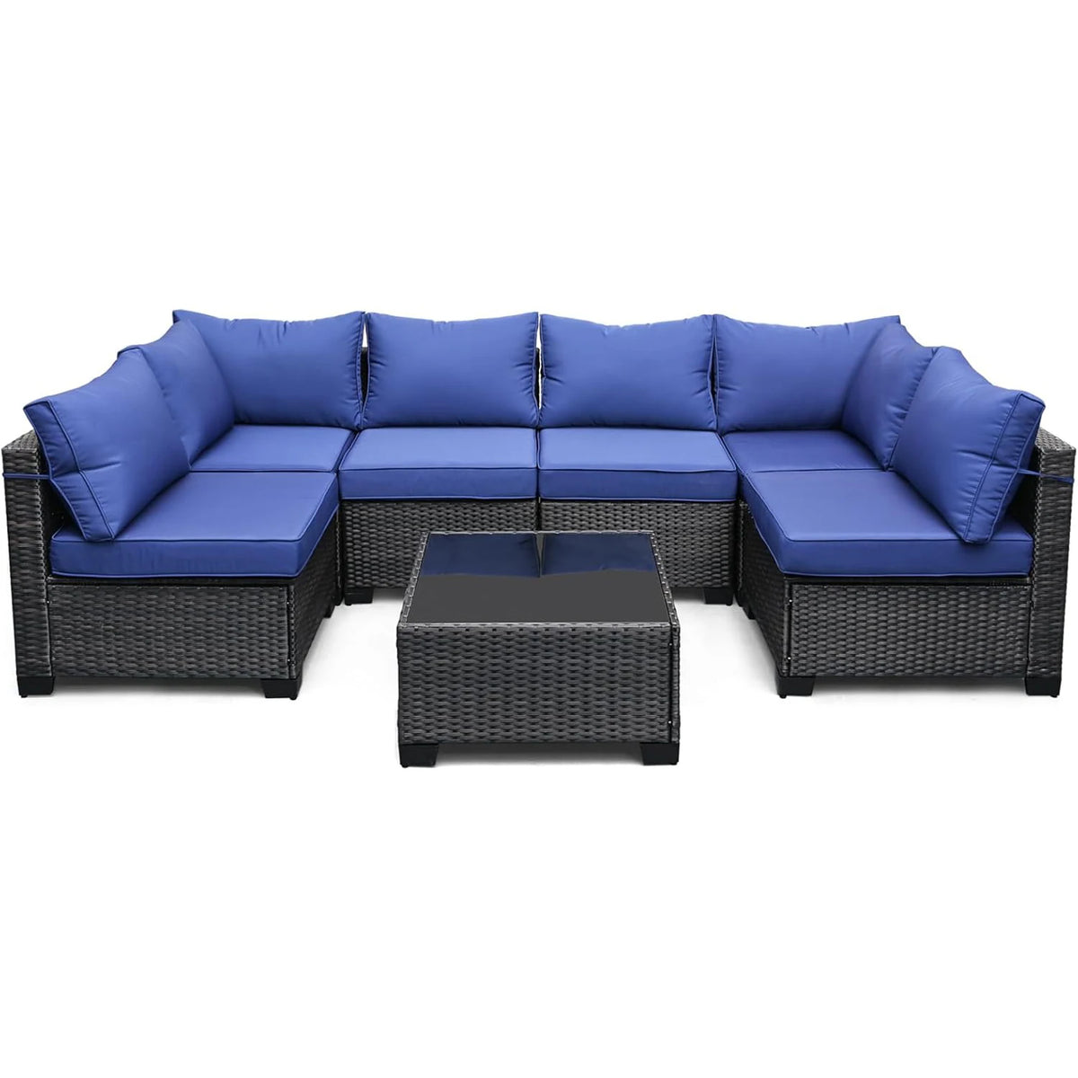 HobbyLane 7 Piece Modular Outdoor PE Rattan Sofa Set