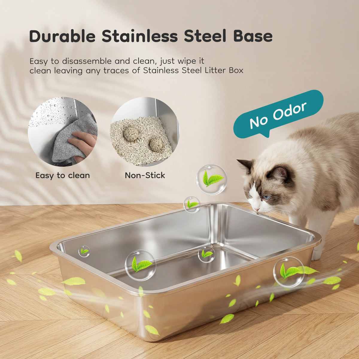 Stainless Steel Fully Enclosed Large Cat Litter Box With Scoop