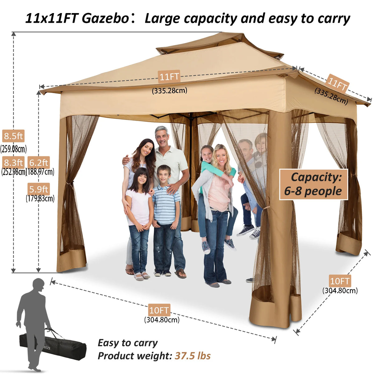 Tooluck Outdoor Pop Up Gazebo With Mosquito Netting And Ventilation