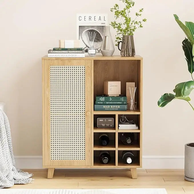 Farini Wooden Sideboard Cabinet With Wine Rack Storage For Home