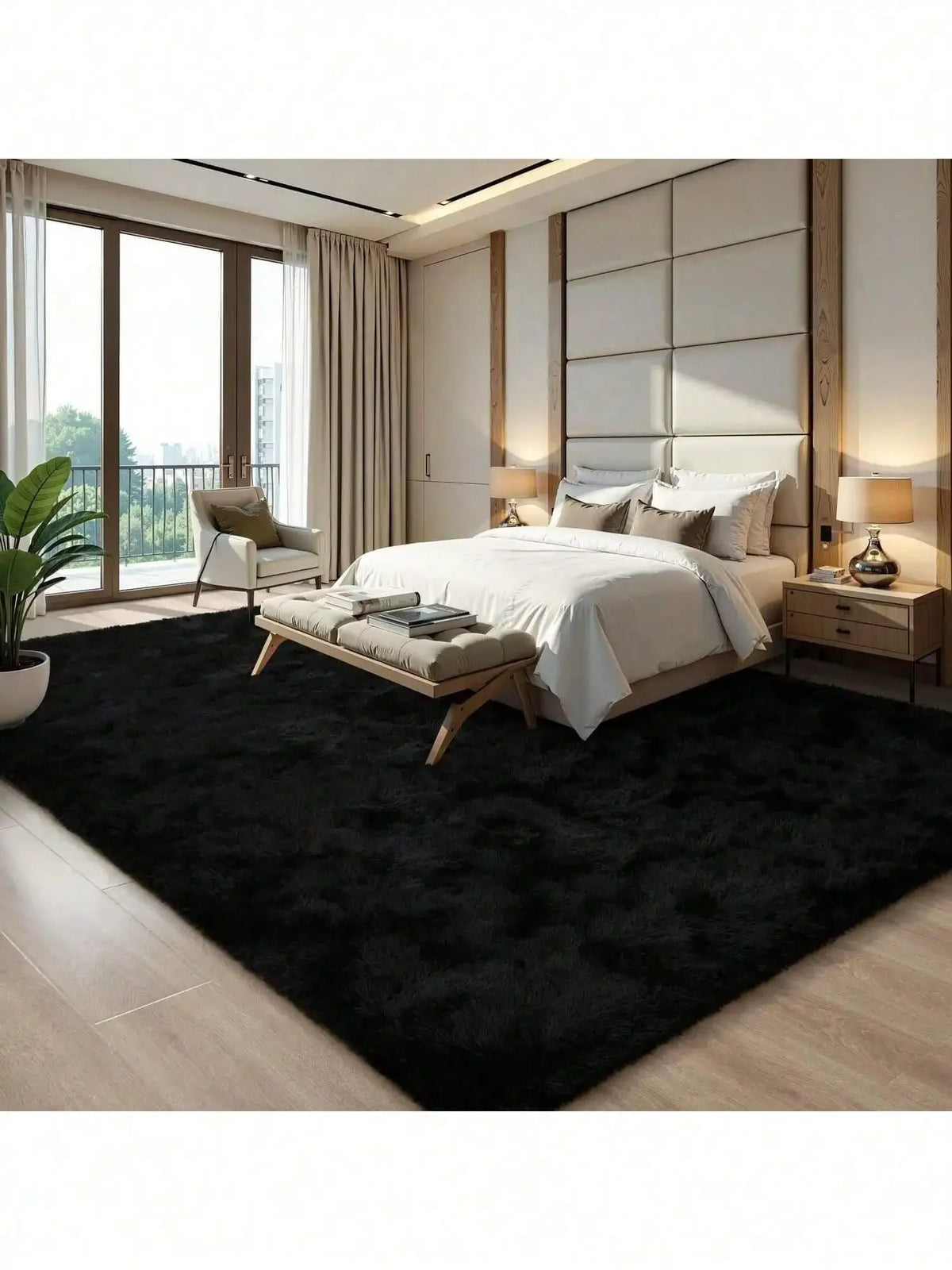 Plush Thick Pile Carpet Non Slip Soft Rug For Living Spaces