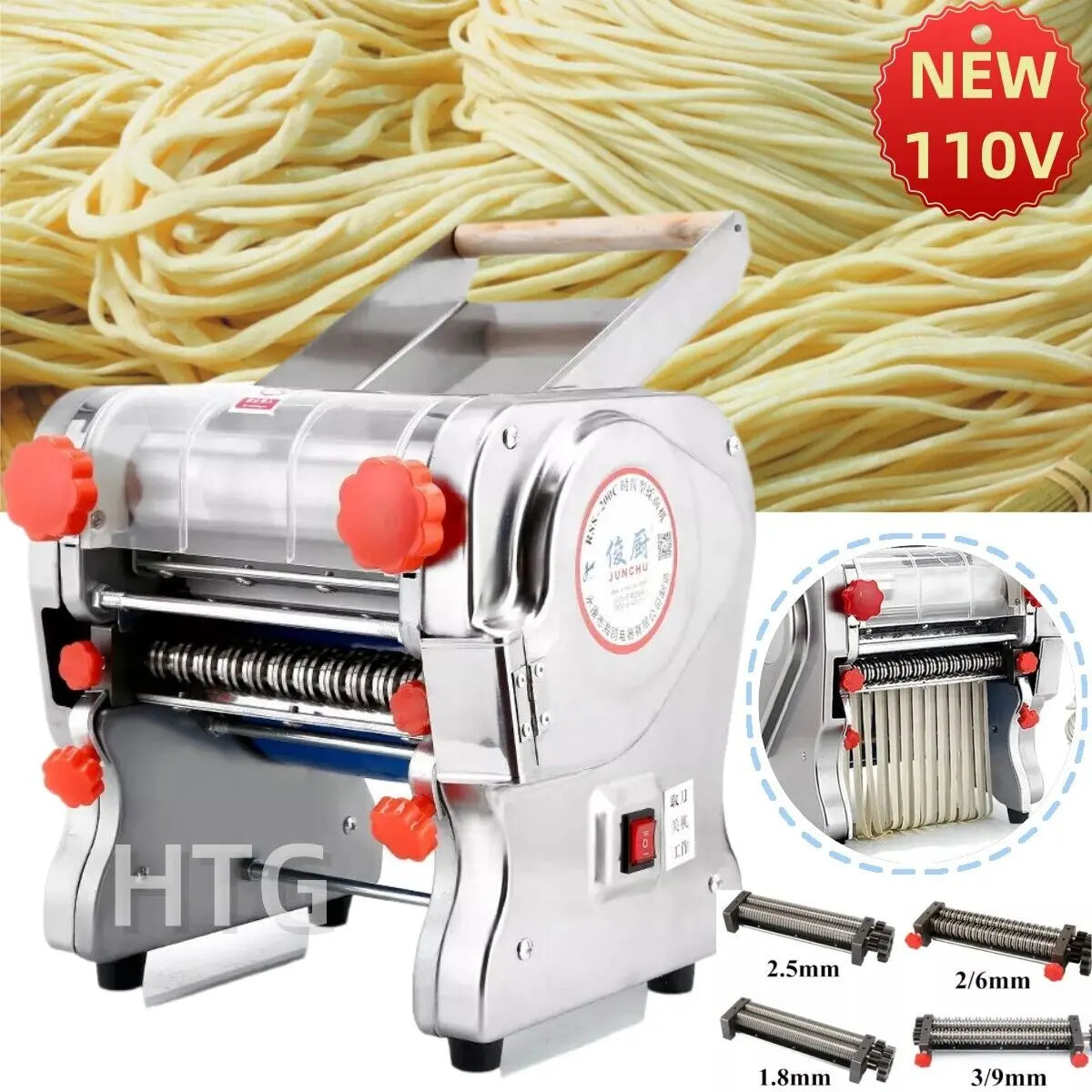 Commercial Stainless Steel Electric Pasta Noodle Machine Dual Knife 550W