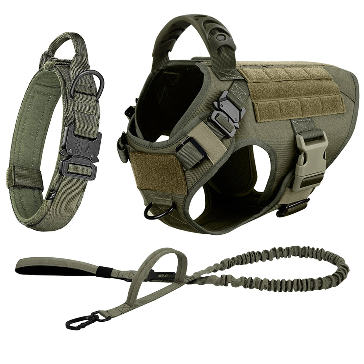 Adjustable Tactical Dog Harness Collar Leash Set For Training
