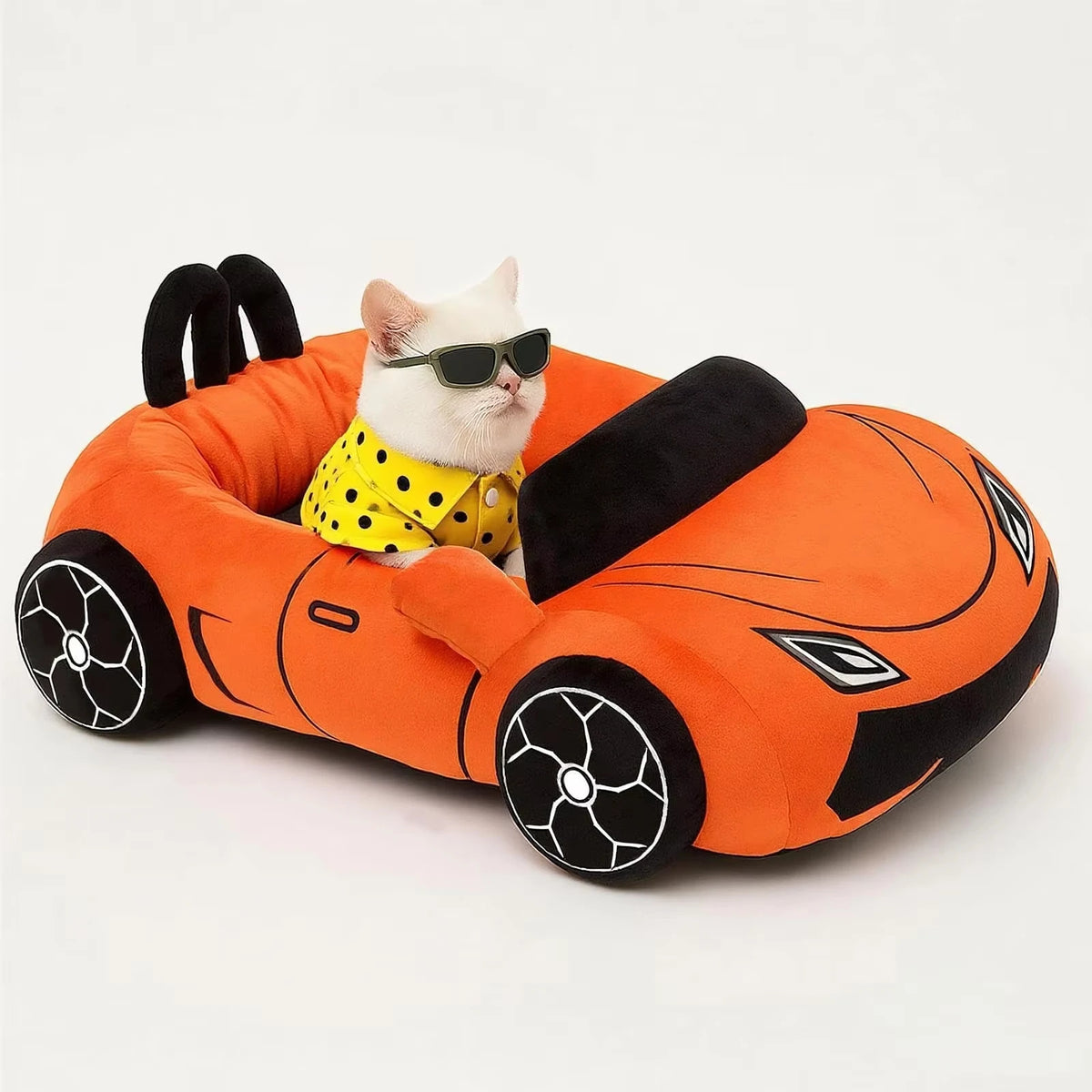CWV Soft Supercar Style Coral Fleece Cat Bed With Pillow