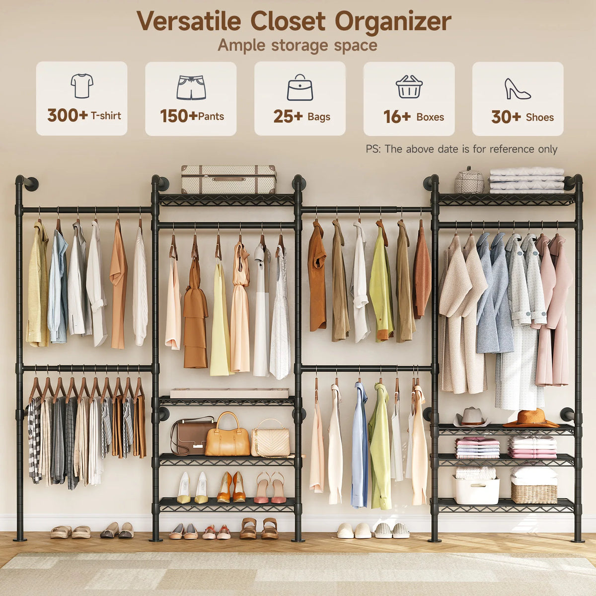 Onbrill Wall Mounted Industrial Pipe Clothes Rack Expandable Metal Rods