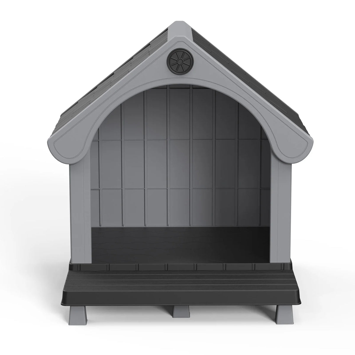 Elevated Resin Dog House Sloped Roof Weatherproof Outdoor Pet Shelter