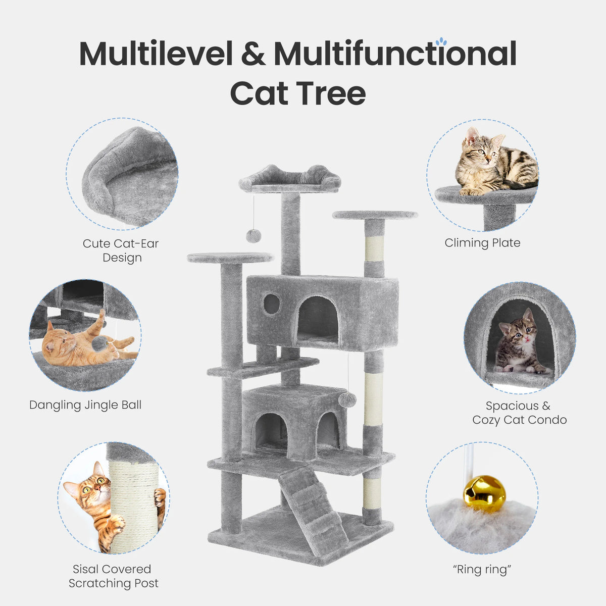 MCQ Indoor Cat Tree Tower Multi Level With Scratching Posts