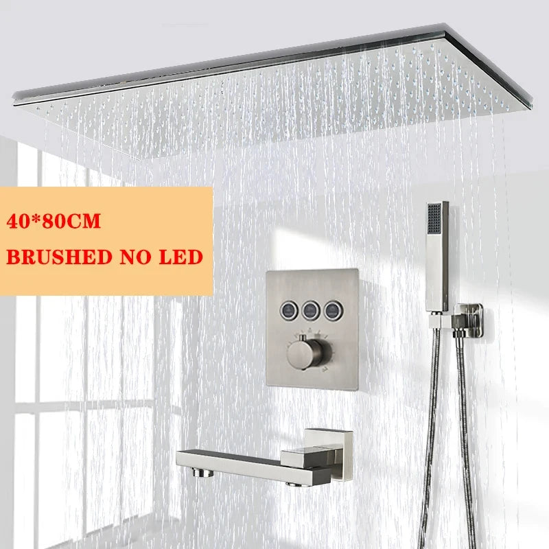 Wanmivezlo Led Rainfall Shower Head Wall Mounted Brass Faucet