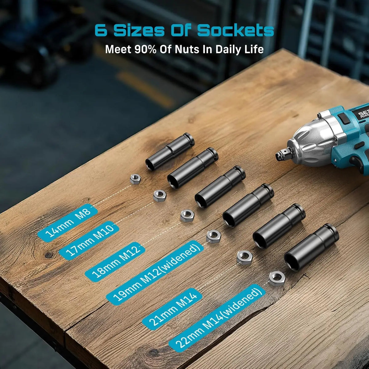 Seesii Brushless Cordless Impact Wrench With Bright LED Light