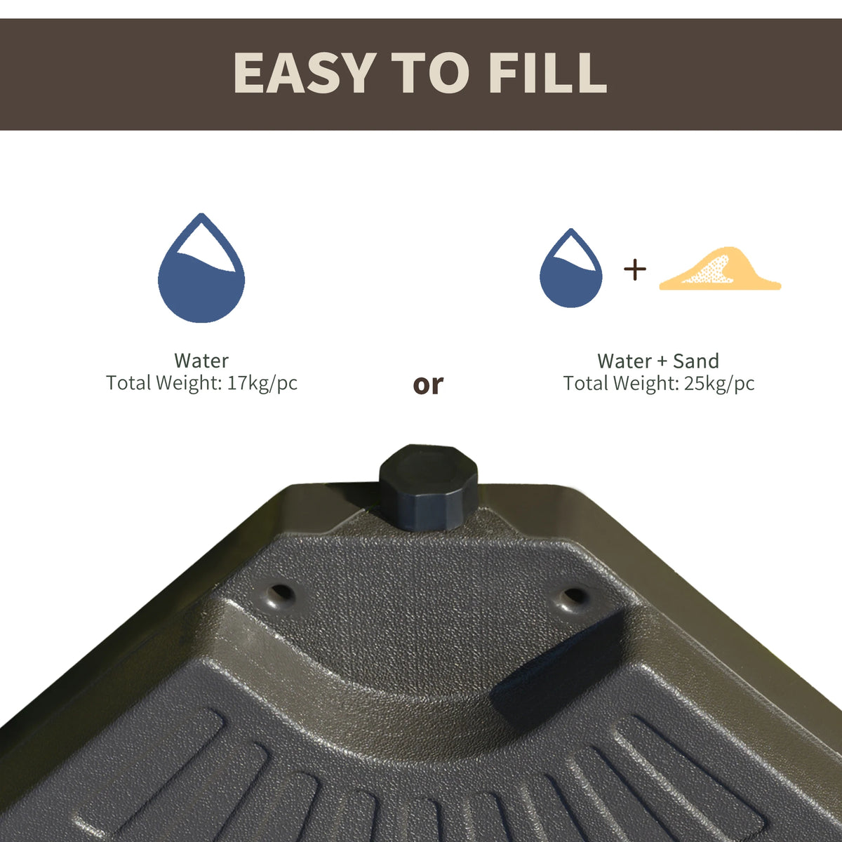 Cantilever Patio Umbrella Base Set, Fan Shaped Weights With Handles