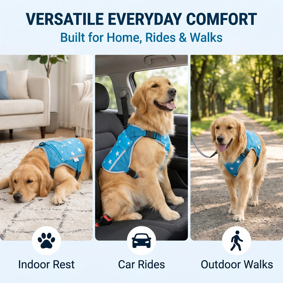 Pet Dog Cooling Vest Harness Jacket With Cooling Packs