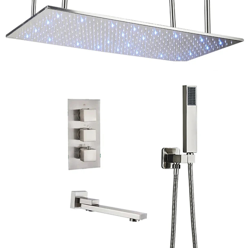 Wanmivezlo Led Rainfall Shower Head Wall Mounted Brass Faucet