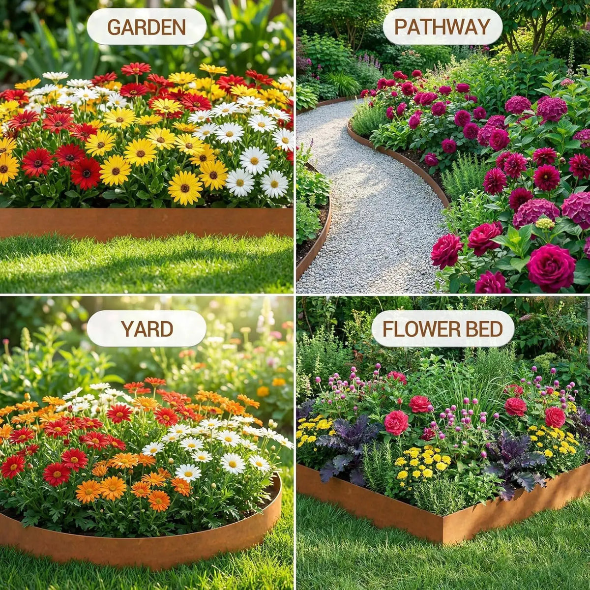 HiMiss Heavy Duty Steel Garden Landscape Edging With Stakes