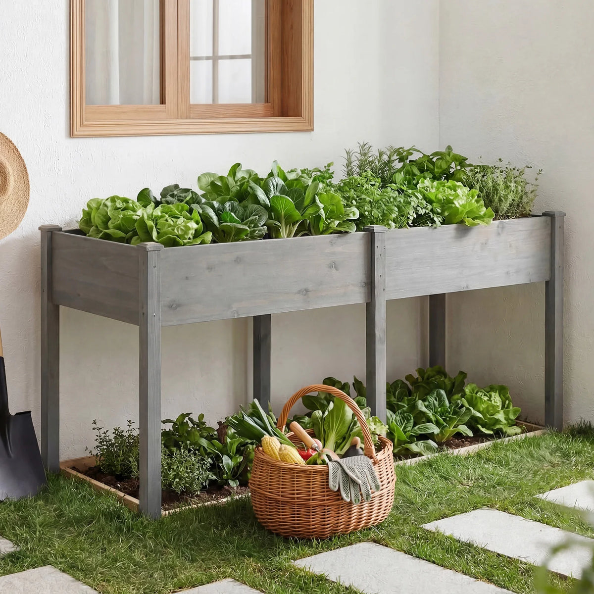 JHK Elevated Wooden Planter Box For Outdoor Gardening
