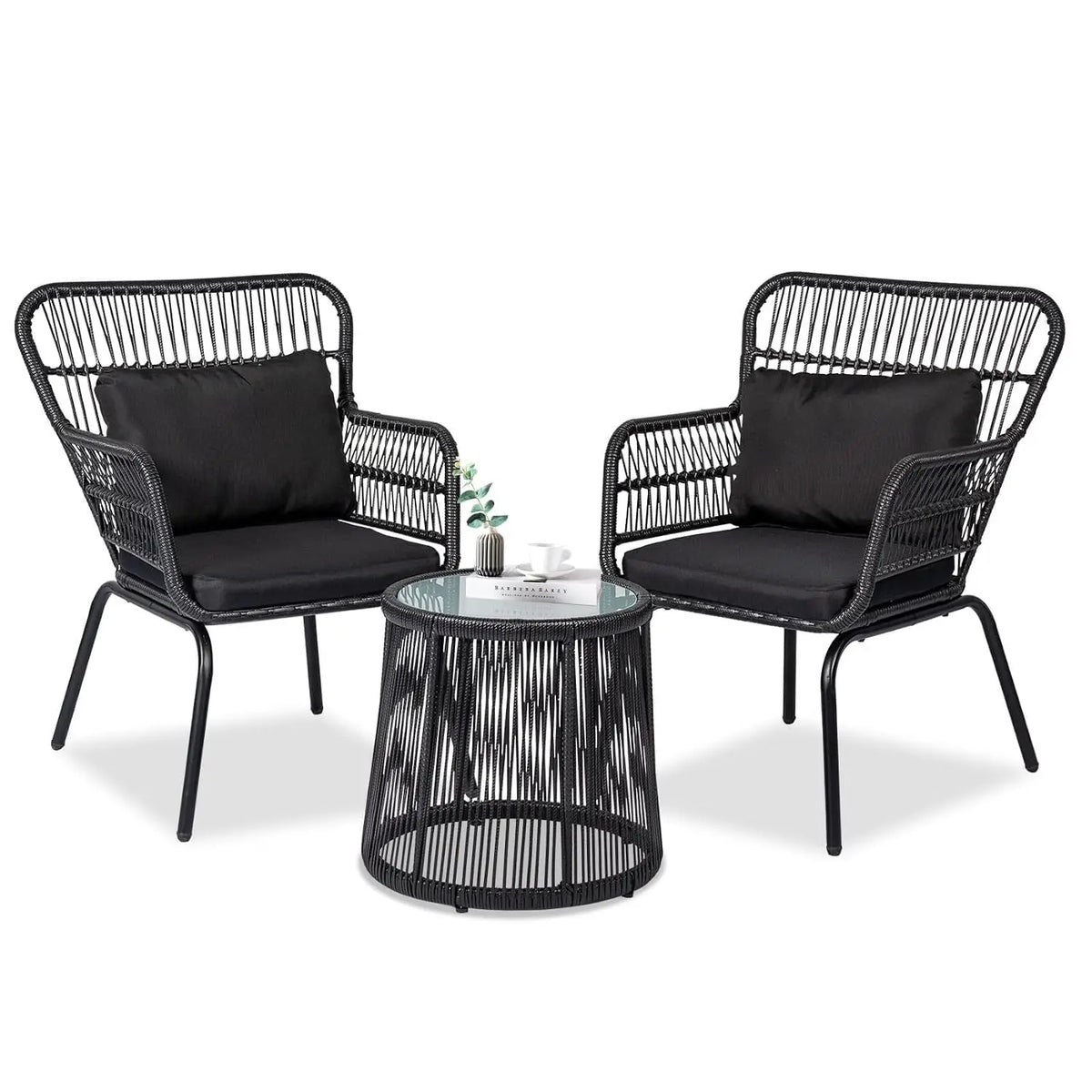 Modern Wicker Rattan Bistro Set For Outdoor Patio And Balcony