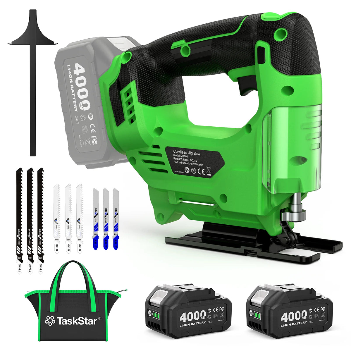 Taskstar Cordless Brushless Jigsaw Tool With 2 Batteries Makita Compatible