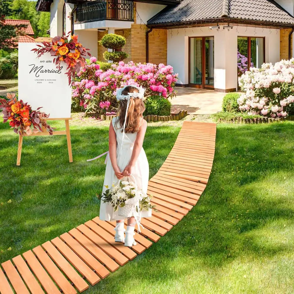 Wooden Garden Pathway Roll Outdoor Walkway Mat For Backyard Patios