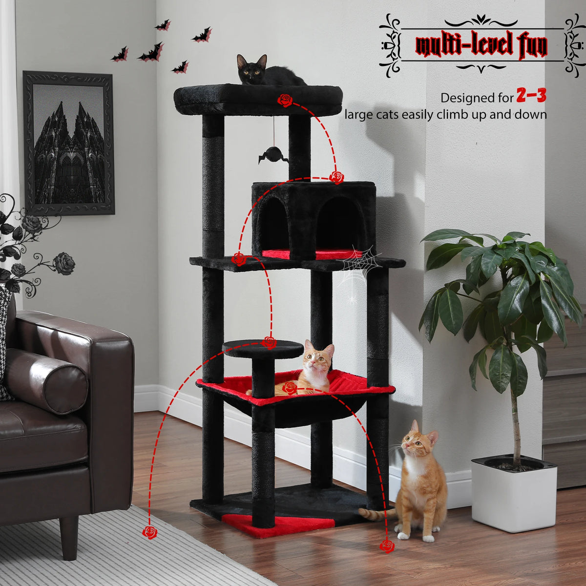 PAWZ Road Gothic Cat Tower with Hammock Sisal Scratching Condo