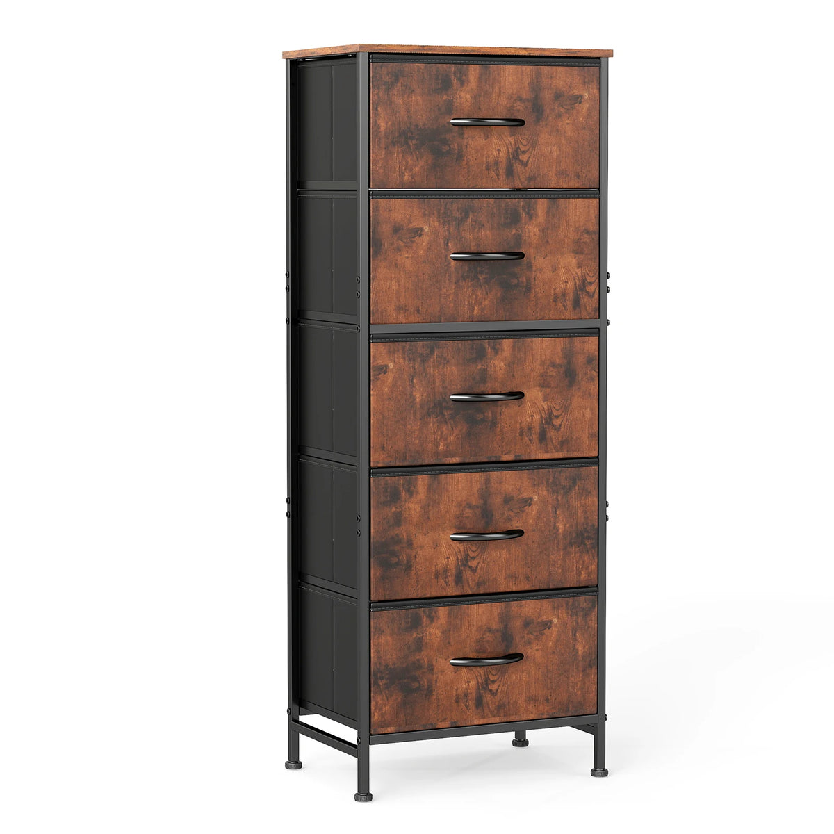 JHK 5 Drawer Fabric Dresser Steel Frame Bedroom Storage Unit