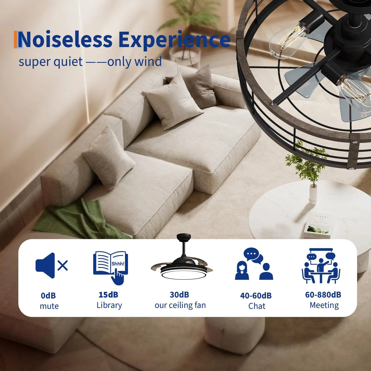 Adoolla 20 Inch Caged Flush Mount Ceiling Fan With Light And Remote