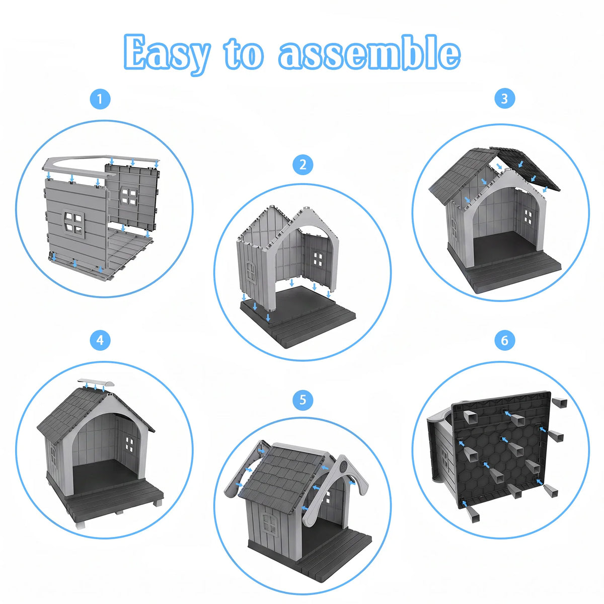 Elevated Resin Dog House Sloped Roof Weatherproof Outdoor Pet Shelter