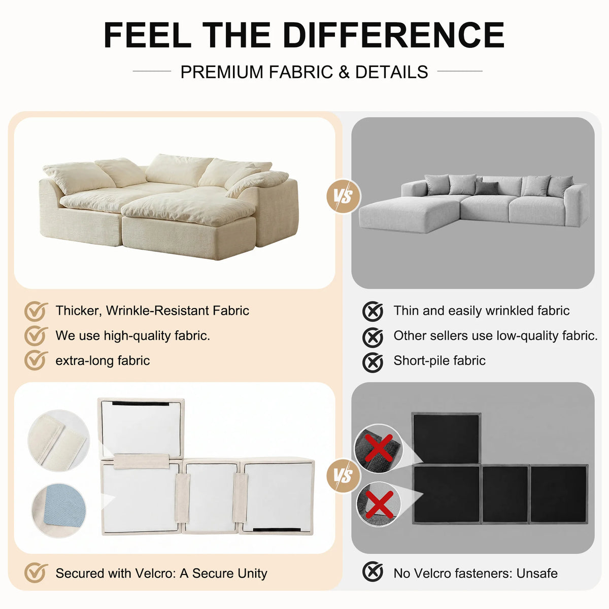 Yeflixvrau Modern Modular Sectional Sofa With Comfortable Cushions